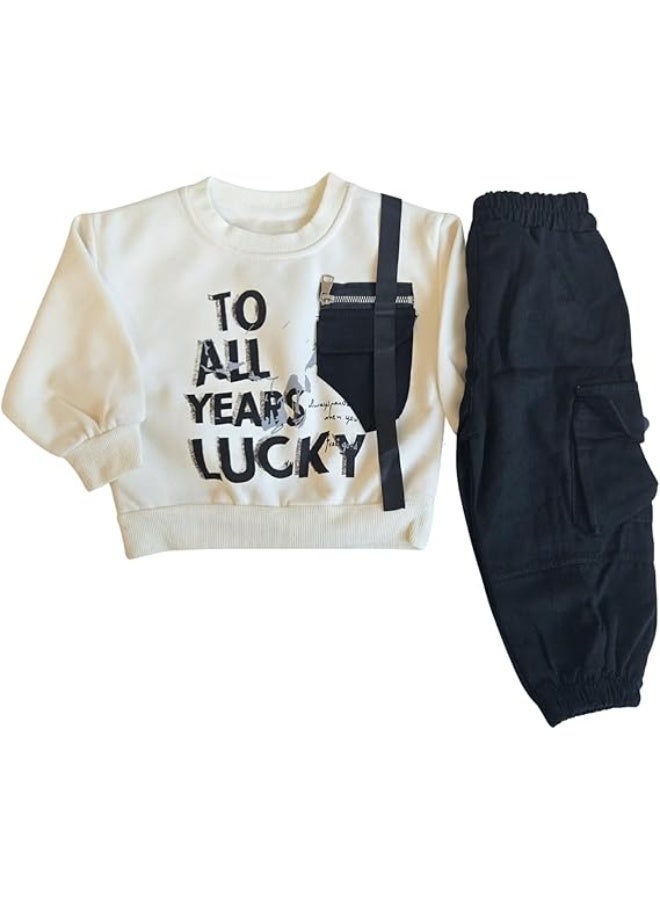 MINIIMODZ Minii Modz Years Lucky Design Boy Set | Printed Co-Ord Outfit for Toddlers | Cotton Blend Winter Co-Ord Outfit for Kids (2–4 Years) - Image 1